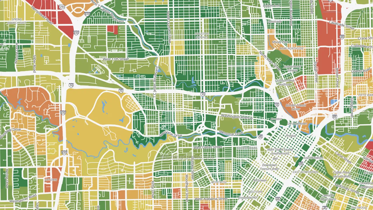 77007, TX Map of Drug-Related Crime Rates