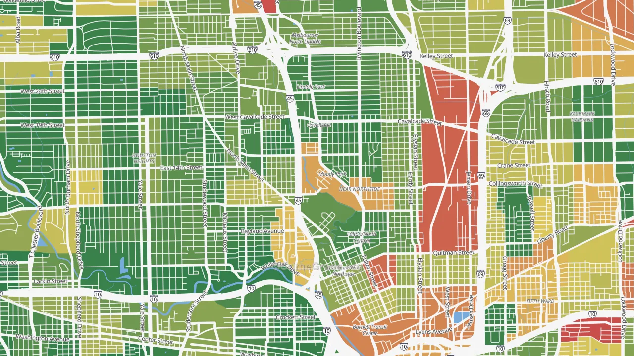 77009, TX Map of Drug-Related Crime Rates