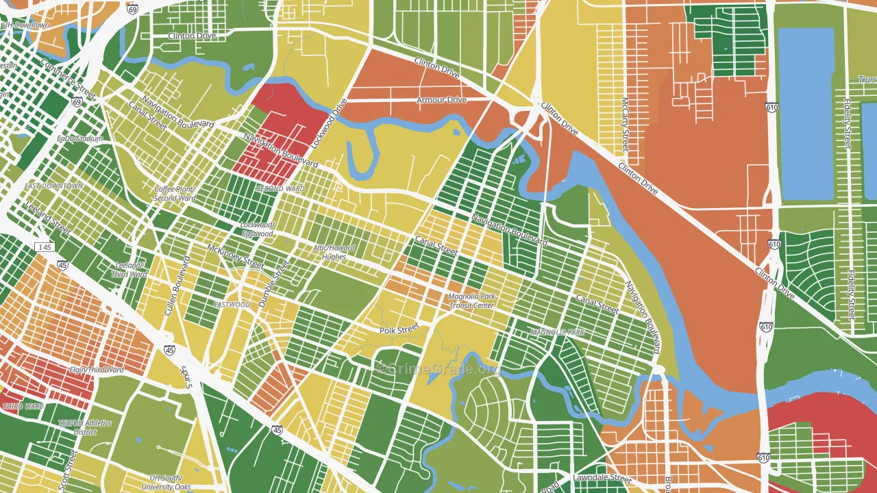 77011, TX Map of Drug-Related Crime Rates