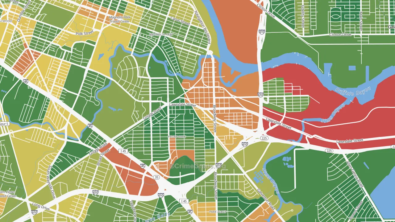 77012, TX Map of Drug-Related Crime Rates
