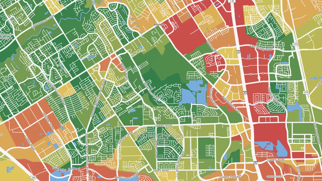 77014, TX Map of Drug-Related Crime Rates