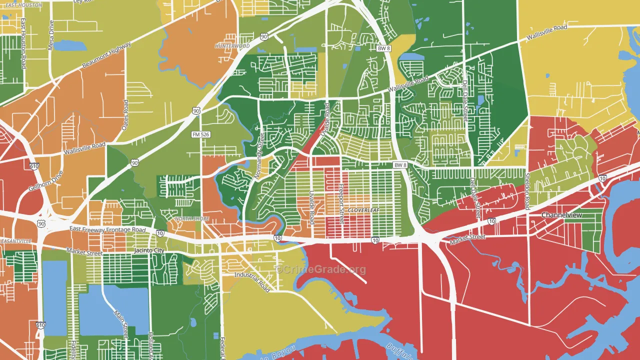 77015, TX Map of Drug-Related Crime Rates