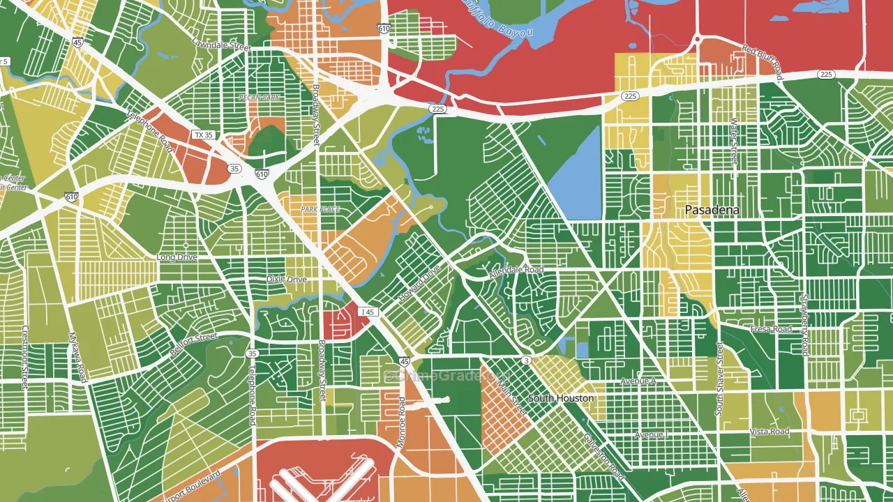 77017, TX Map of Drug-Related Crime Rates