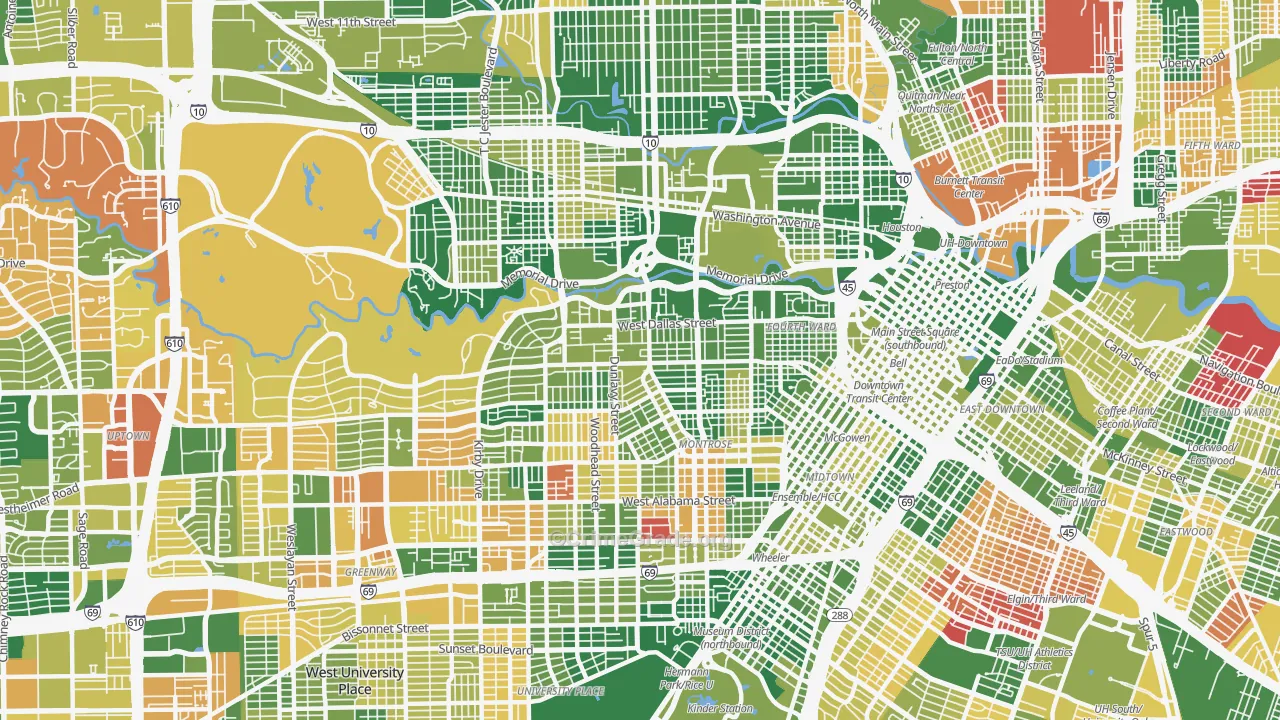 77019, TX Map of Drug-Related Crime Rates