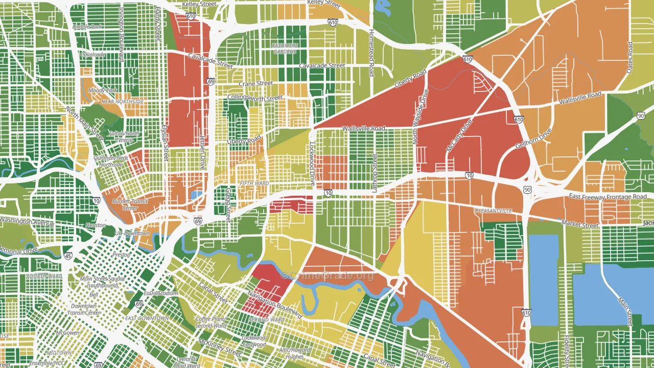 77020, TX Map of Drug-Related Crime Rates