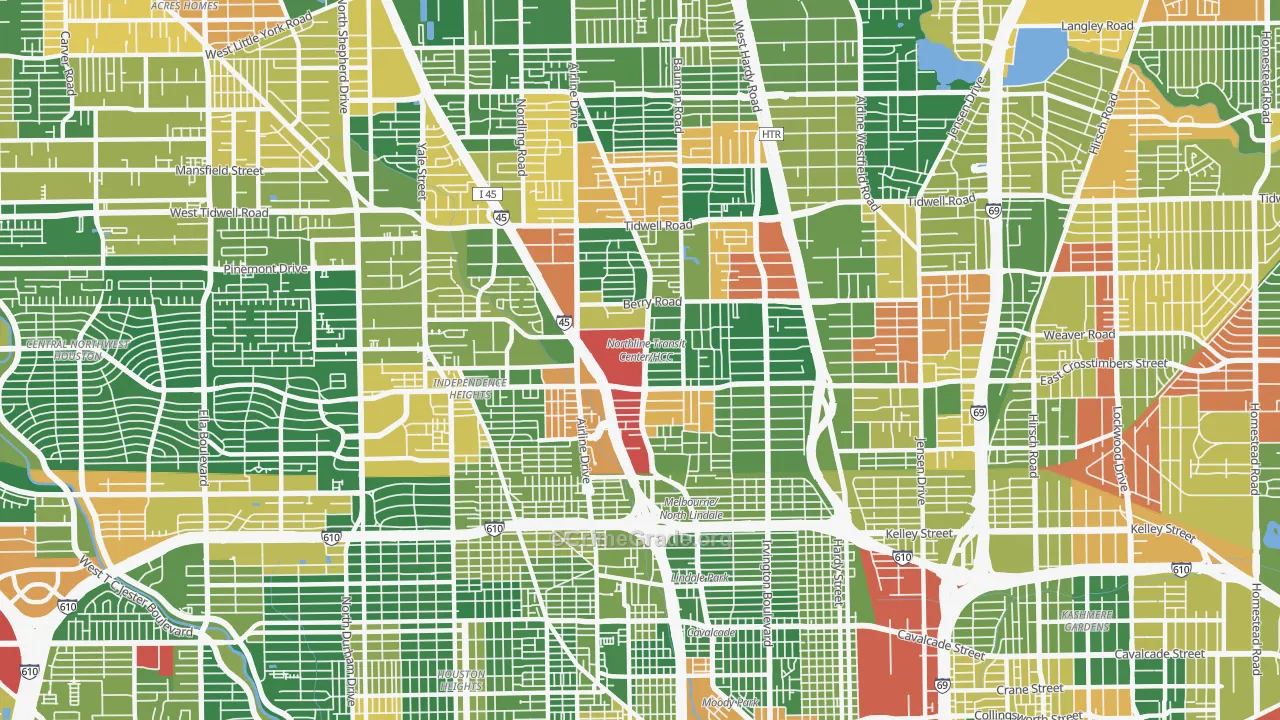 77022, TX Map of Drug-Related Crime Rates