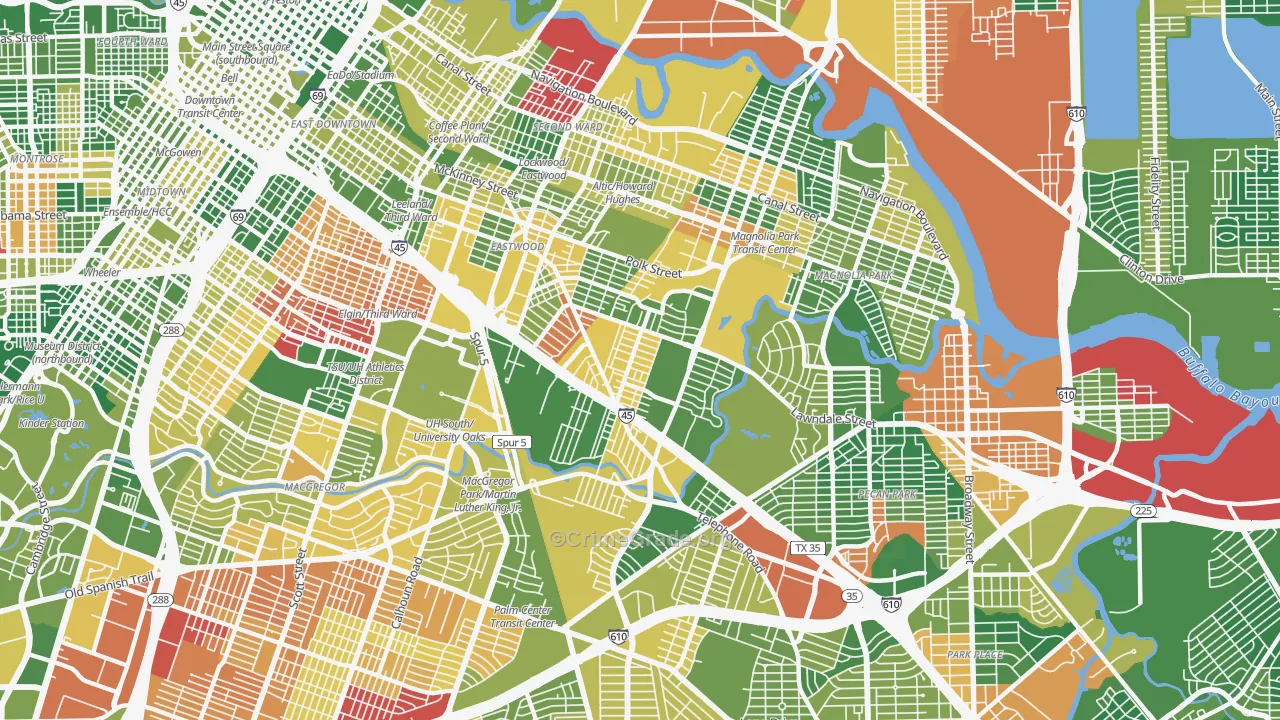 77023, TX Map of Drug-Related Crime Rates