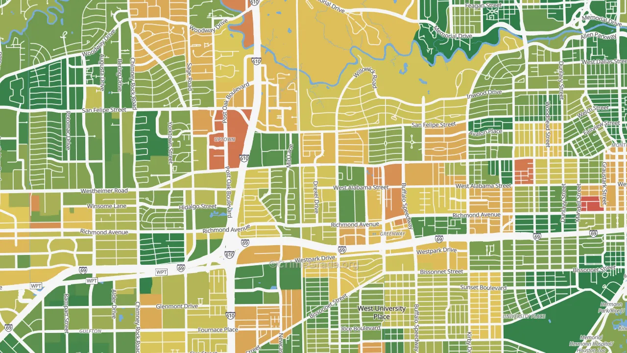 77027, TX Map of Drug-Related Crime Rates