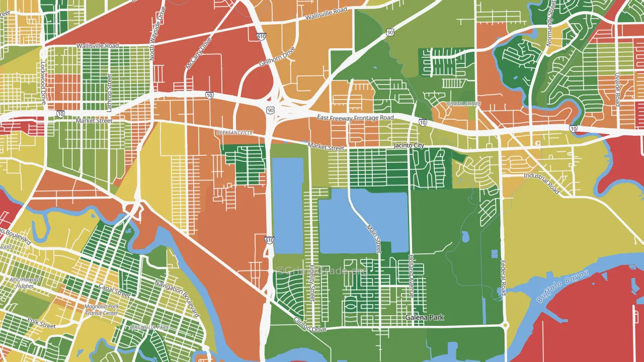77029, TX Map of Drug-Related Crime Rates