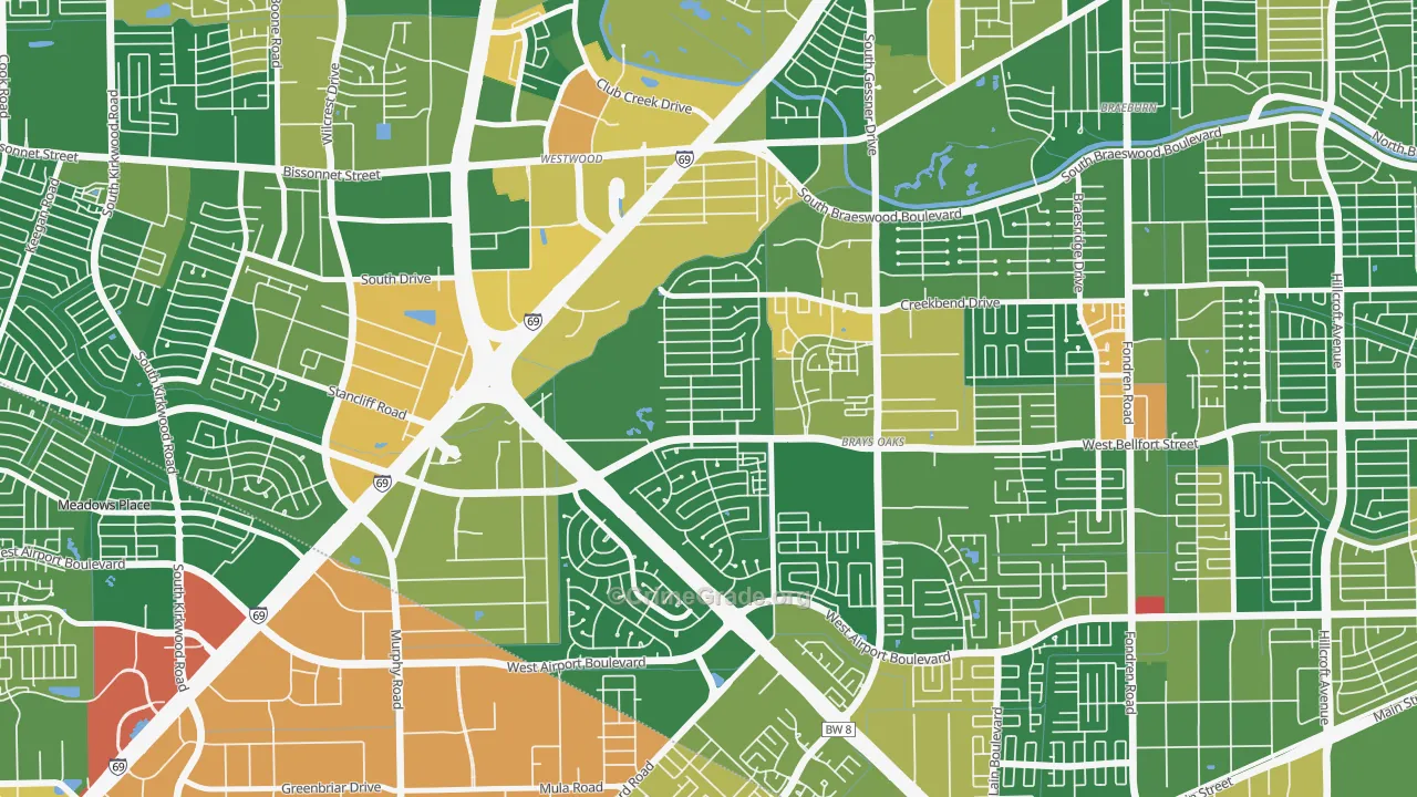 77031, TX Map of Drug-Related Crime Rates