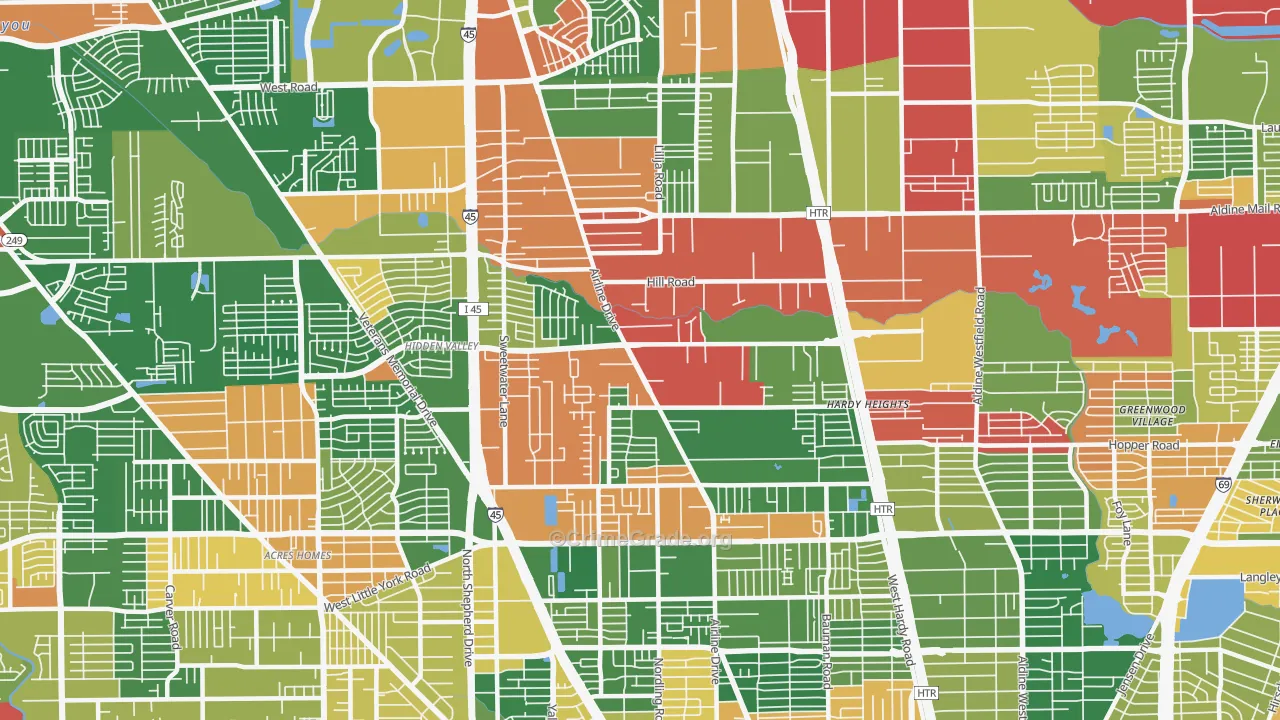 77037, TX Map of Drug-Related Crime Rates