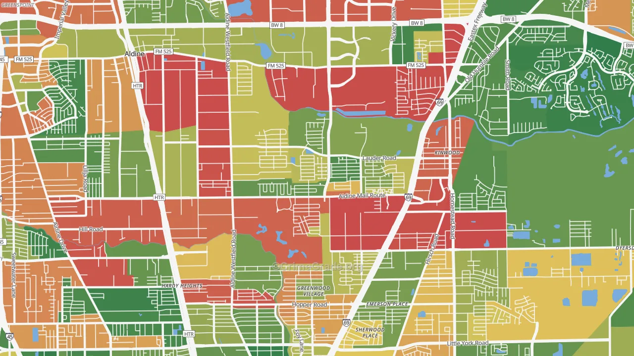 77039, TX Map of Drug-Related Crime Rates
