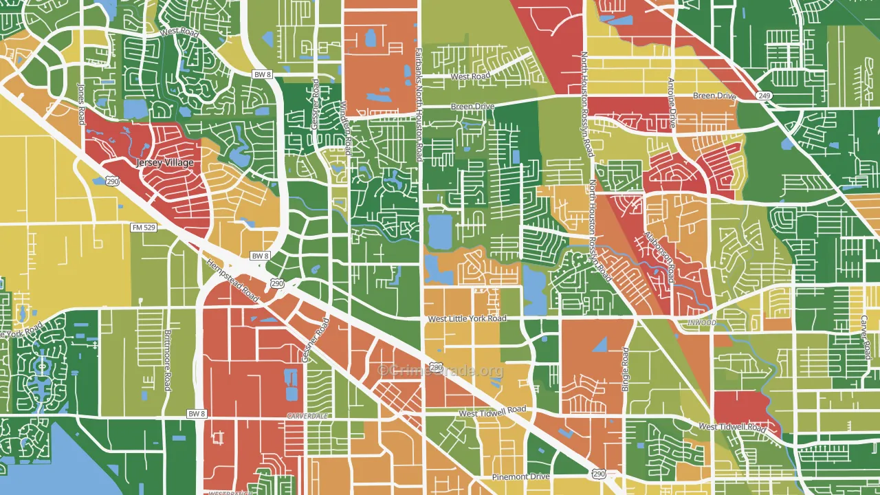 77040, TX Map of Drug-Related Crime Rates