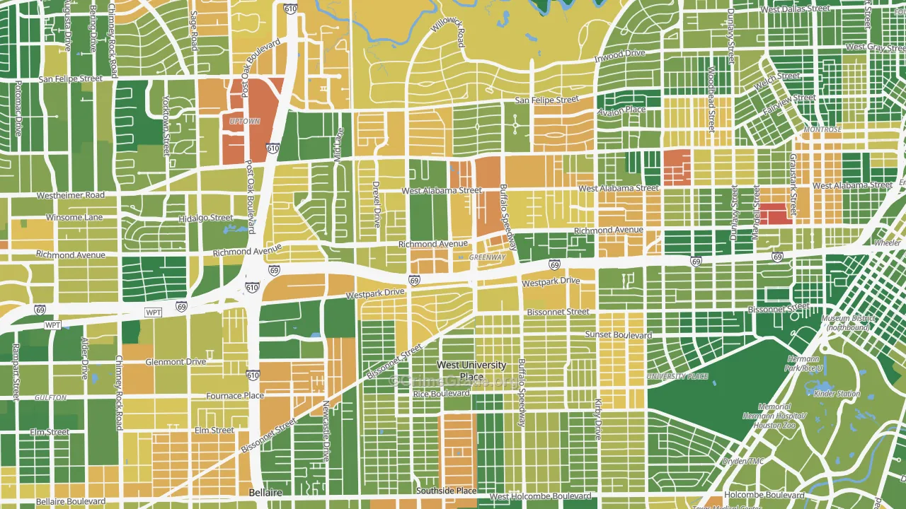 77046, TX Map of Drug-Related Crime Rates