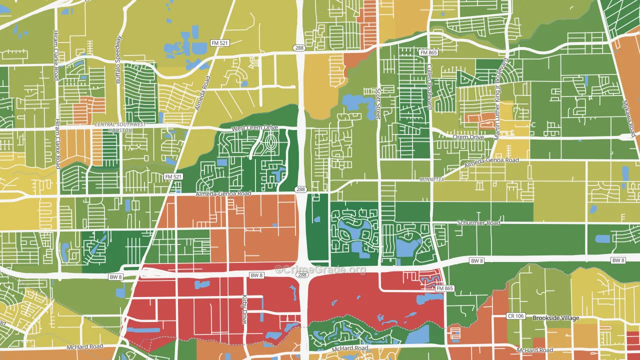77047, TX Map of Drug-Related Crime Rates