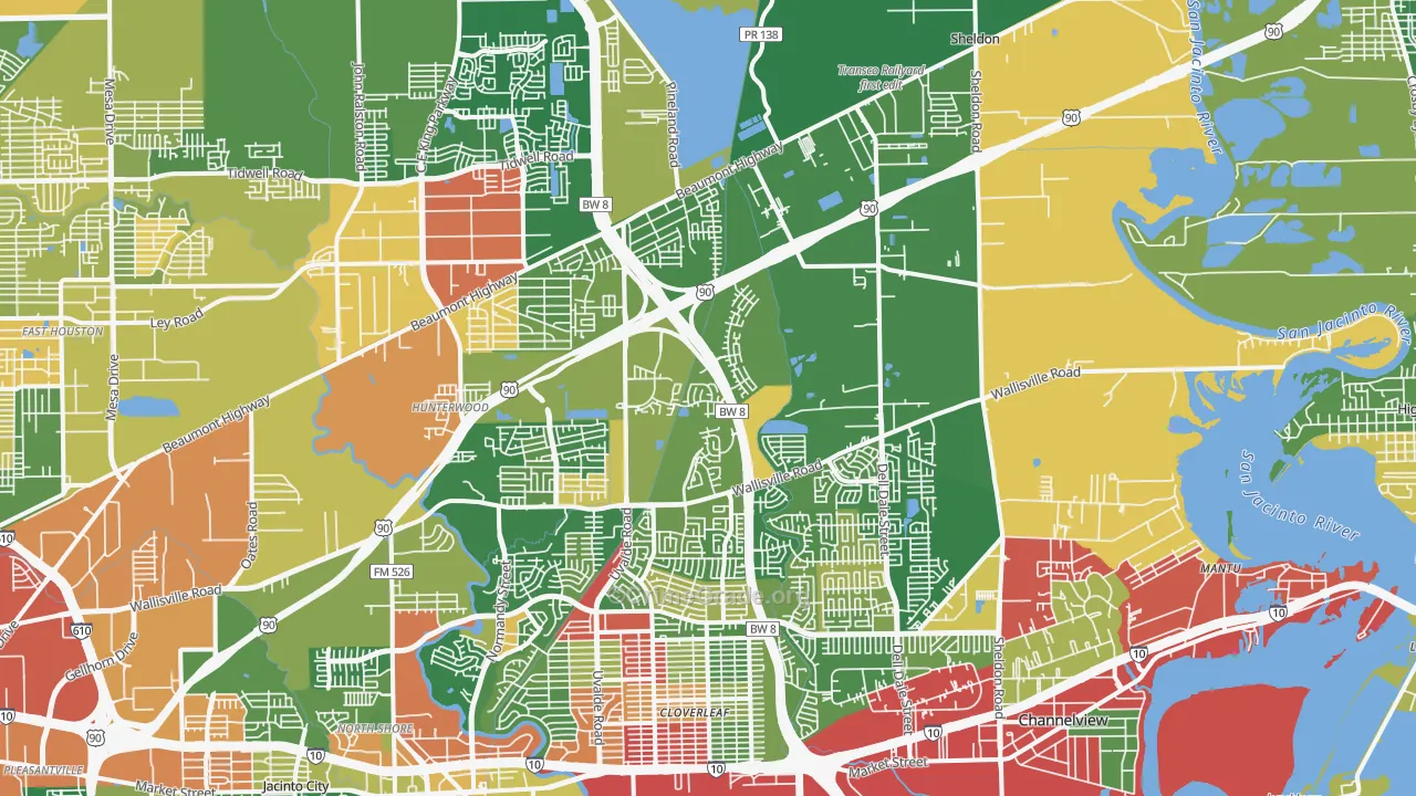 77049, TX Map of Drug-Related Crime Rates