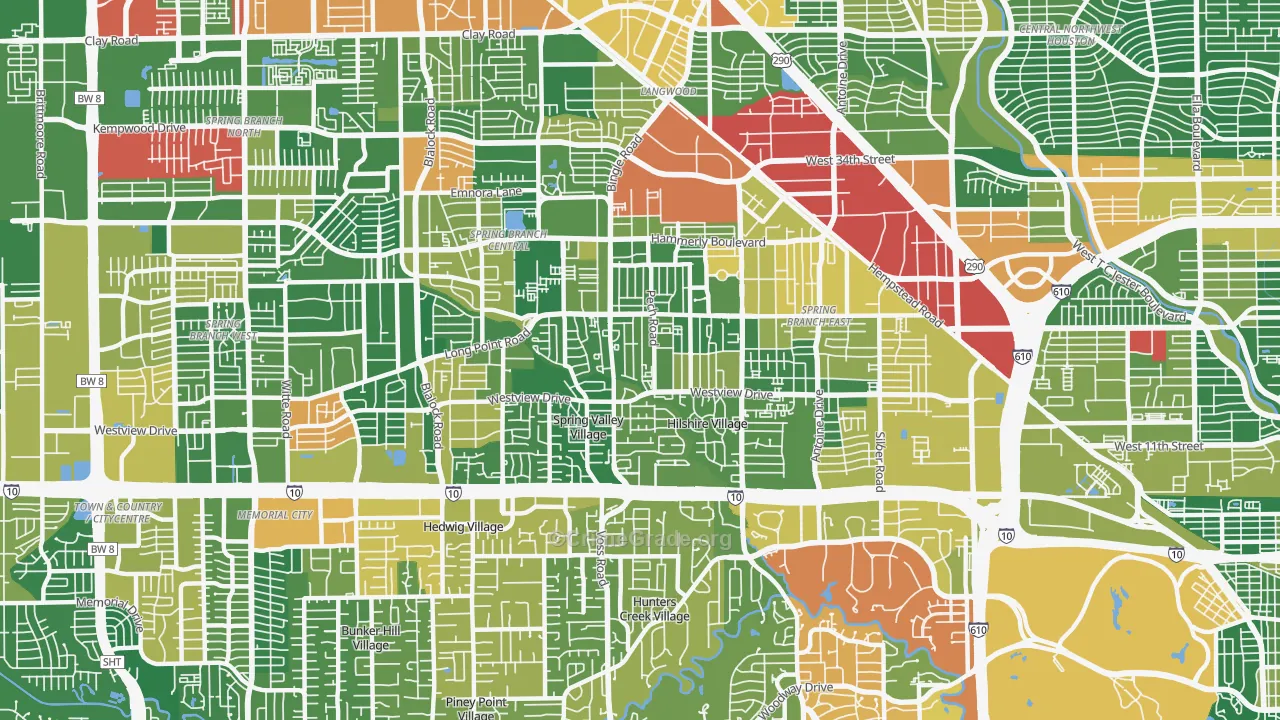 77055, TX Map of Drug-Related Crime Rates