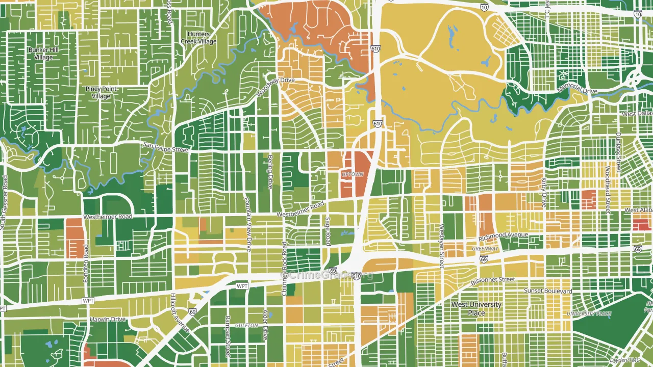 77056, TX Map of Drug-Related Crime Rates