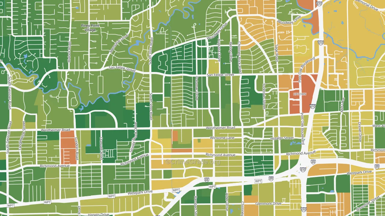 77057, TX Map of Drug-Related Crime Rates