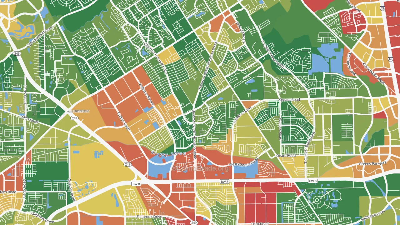 77066, TX Map of Drug-Related Crime Rates