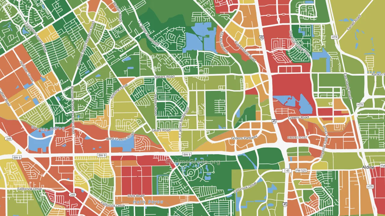 77067, TX Map of Drug-Related Crime Rates