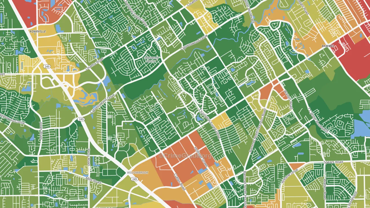 77069, TX Map of Drug-Related Crime Rates