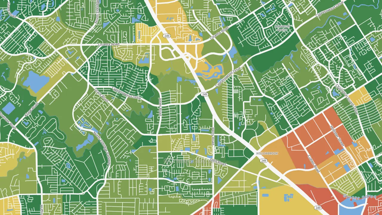 77070, TX Map of Drug-Related Crime Rates