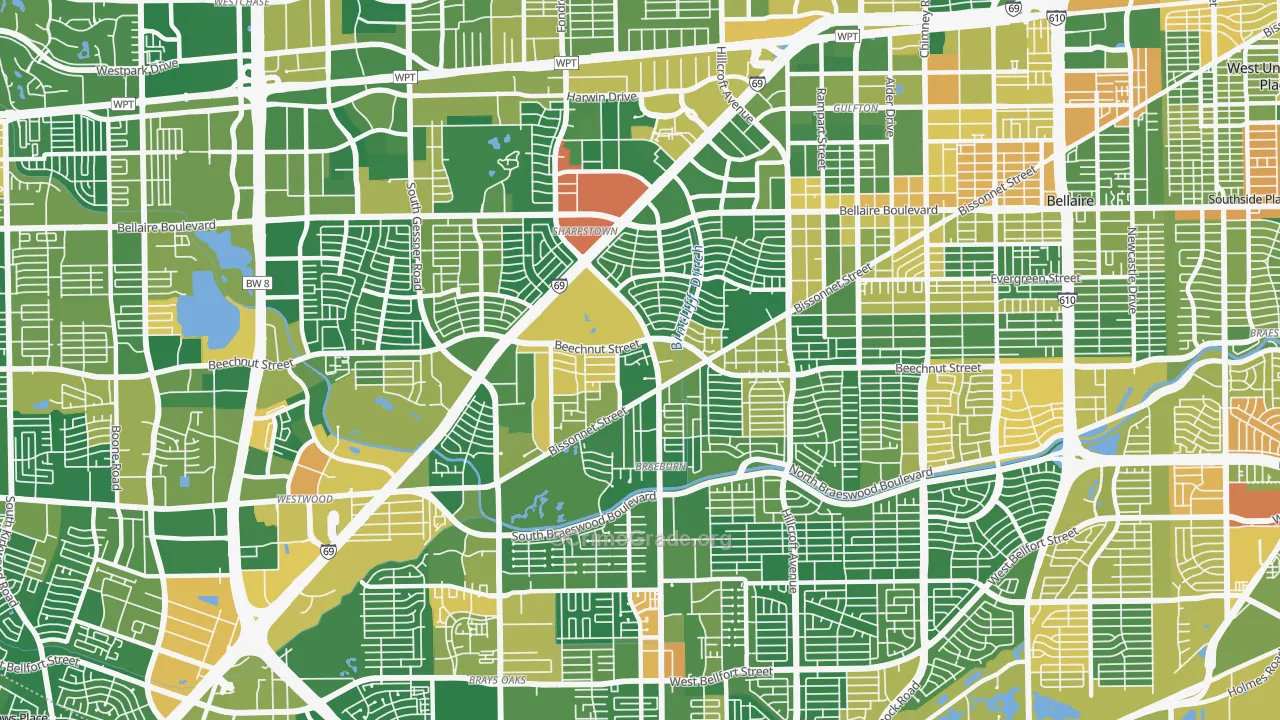 77074, TX Map of Drug-Related Crime Rates