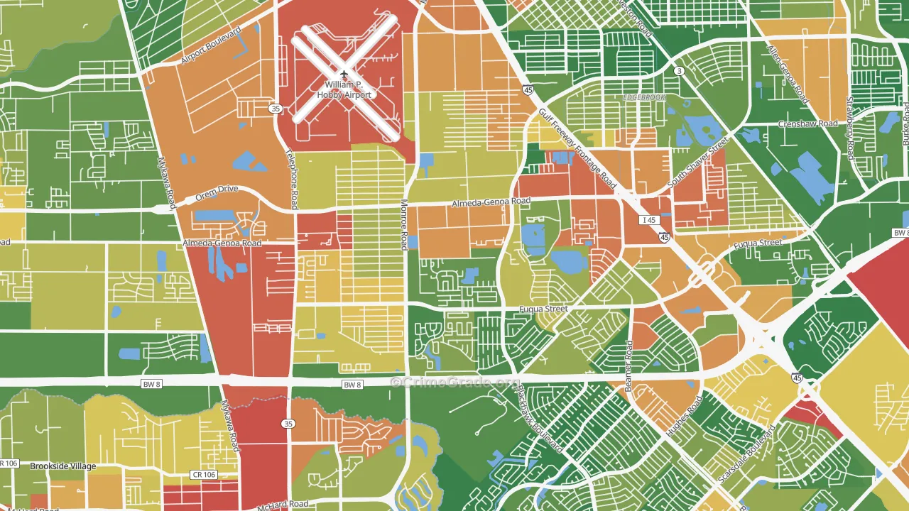 77075, TX Map of Drug-Related Crime Rates