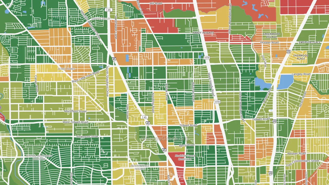 77076, TX Map of Drug-Related Crime Rates