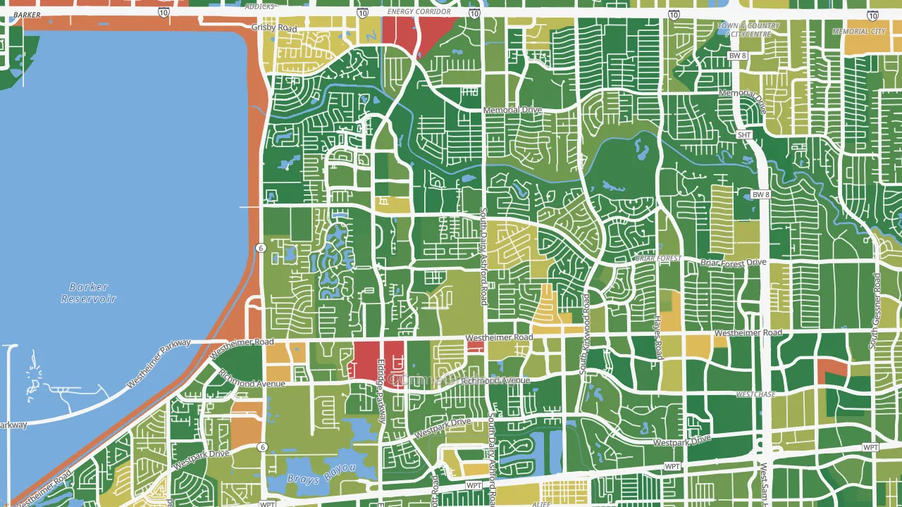 77077, TX Map of Drug-Related Crime Rates