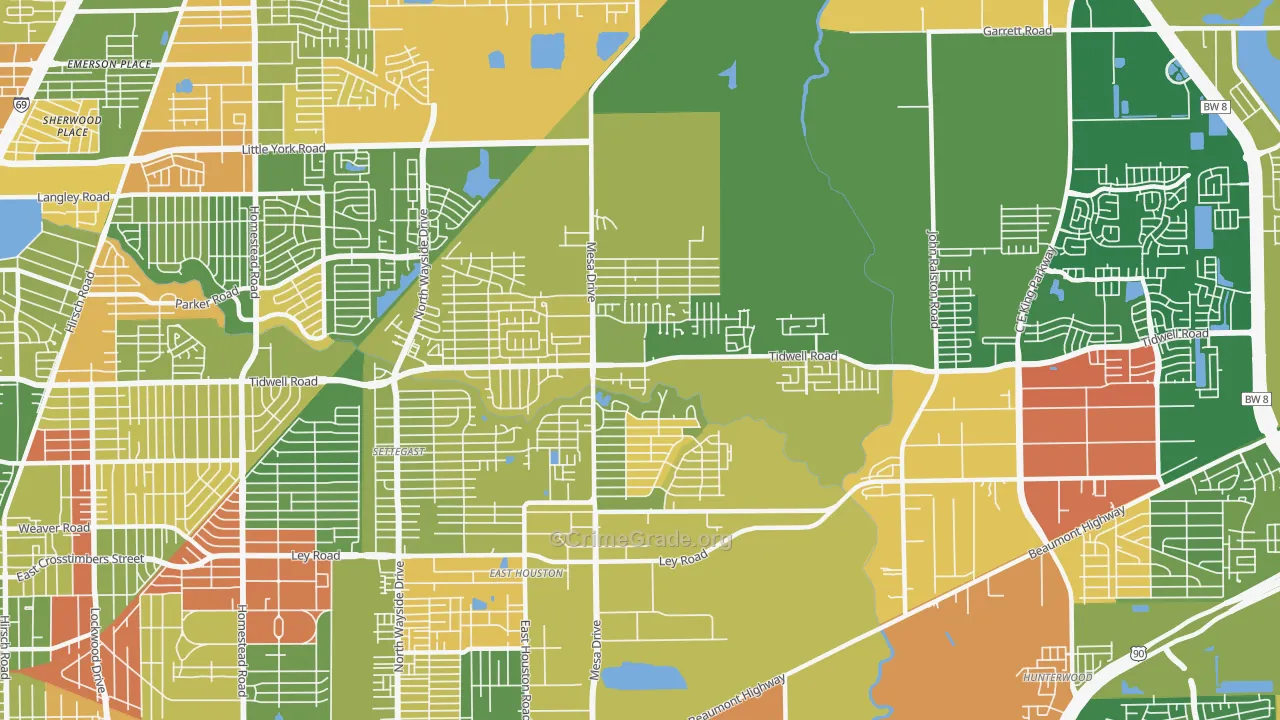 77078, TX Map of Drug-Related Crime Rates