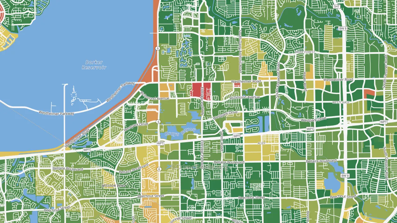 77082, TX Map of Drug-Related Crime Rates