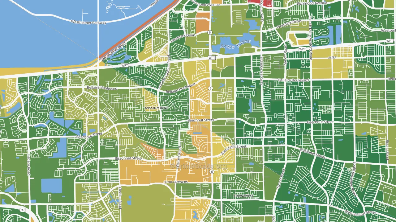 77083, TX Map of Drug-Related Crime Rates