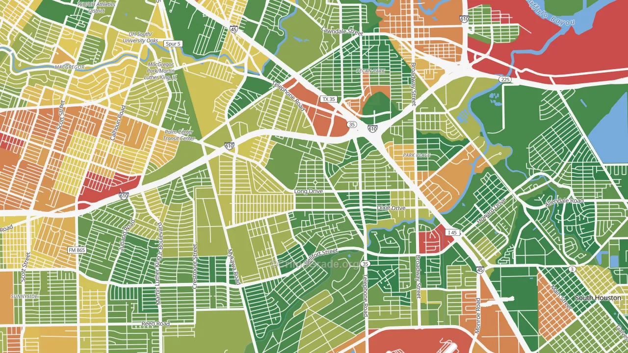 77087, TX Map of Drug-Related Crime Rates