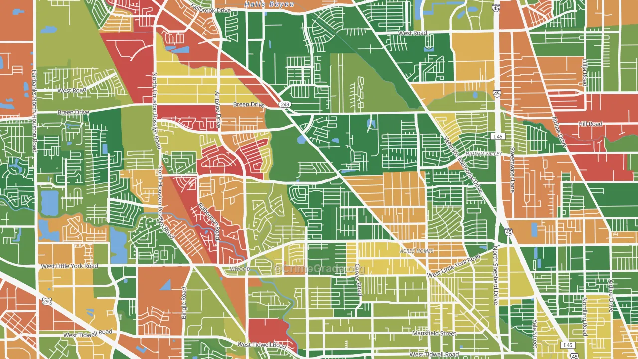 77088, TX Map of Drug-Related Crime Rates