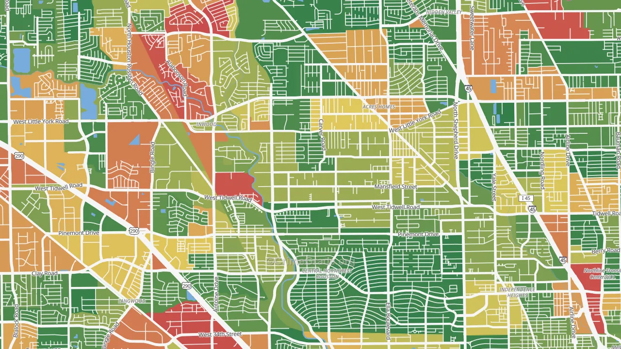 77091, TX Map of Drug-Related Crime Rates