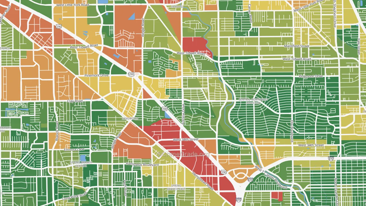 77092, TX Map of Drug-Related Crime Rates