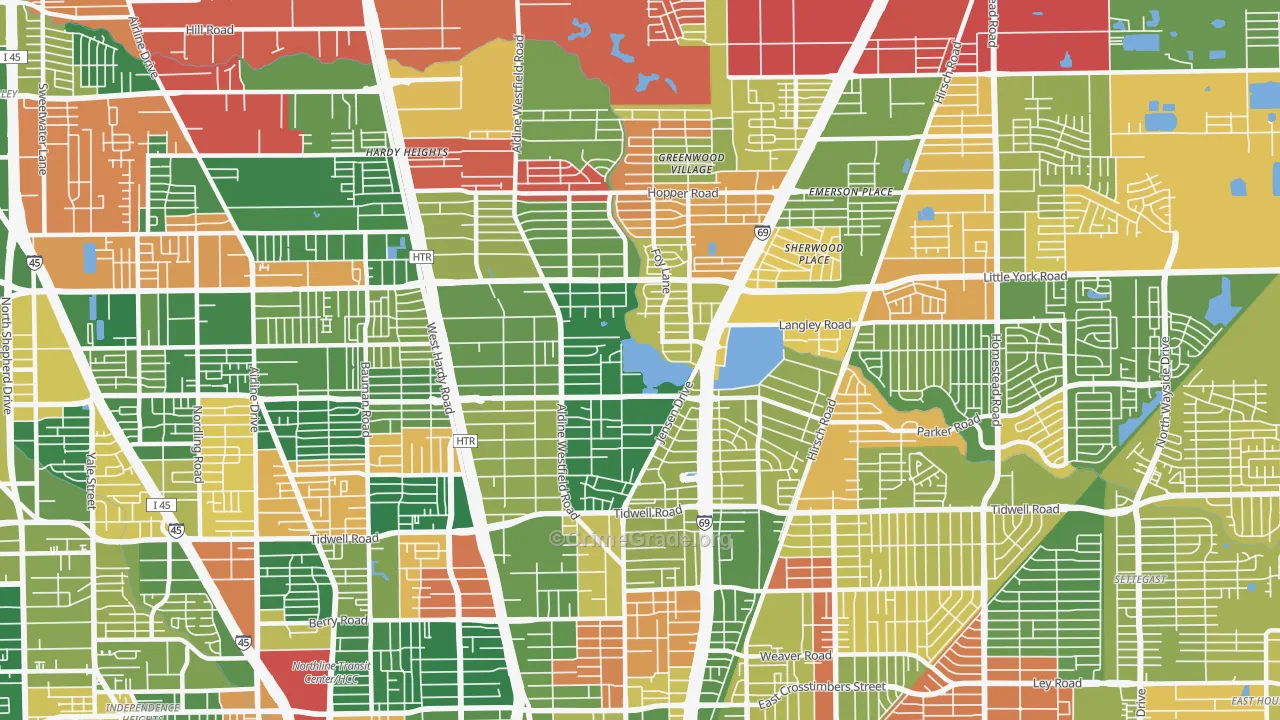 77093, TX Map of Drug-Related Crime Rates