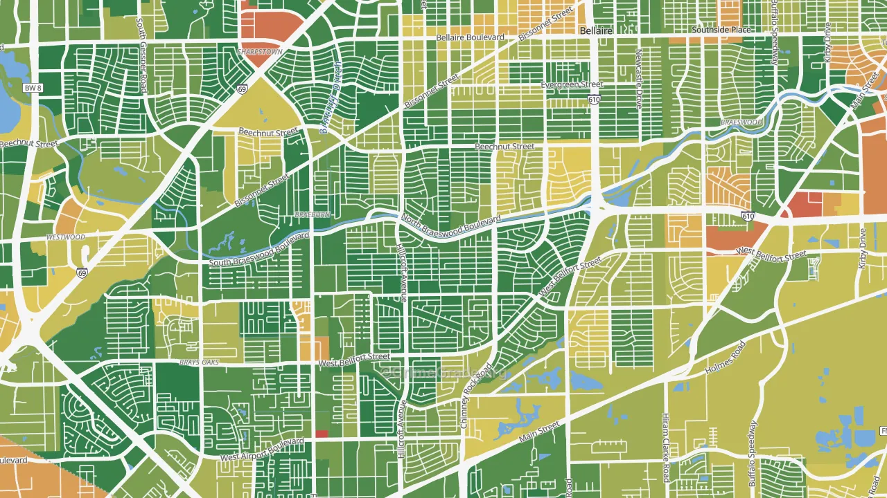 77096, TX Map of Drug-Related Crime Rates