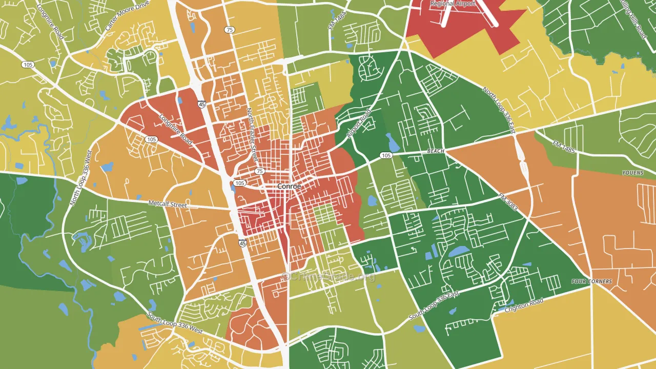 77301, TX Map of Drug-Related Crime Rates