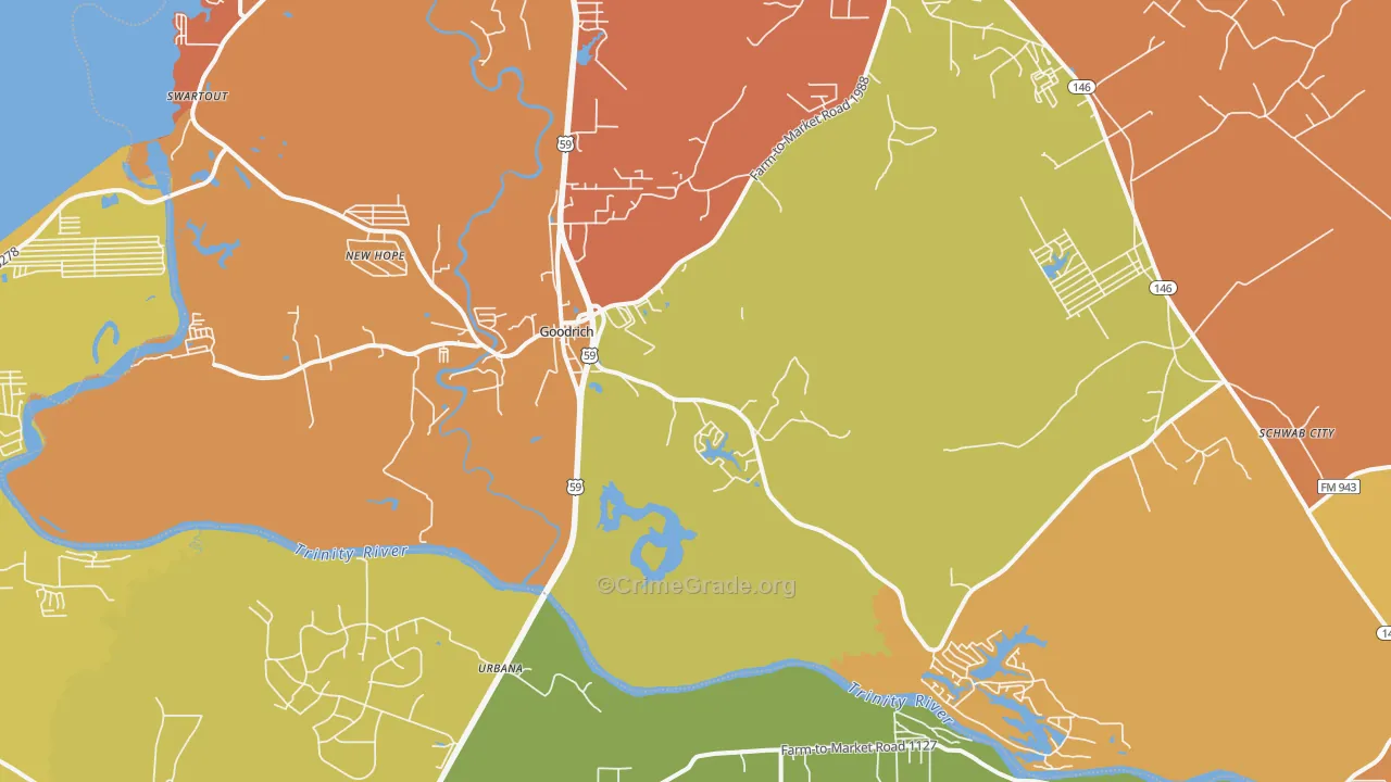 77335, TX Map of Drug-Related Crime Rates