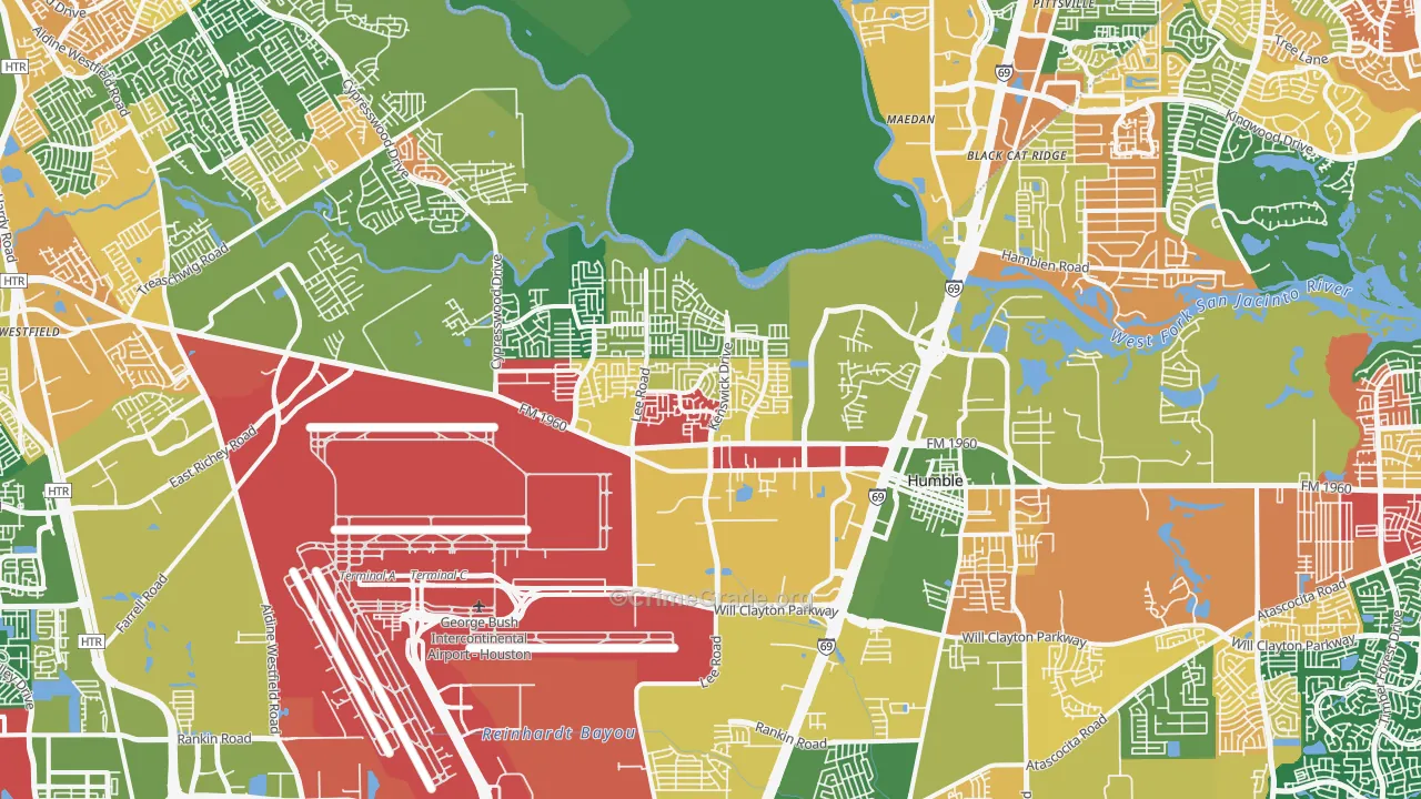 77338, TX Map of Drug-Related Crime Rates