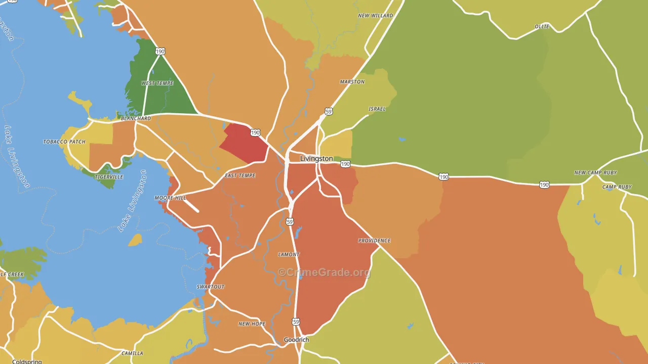 77351, TX Map of Drug-Related Crime Rates