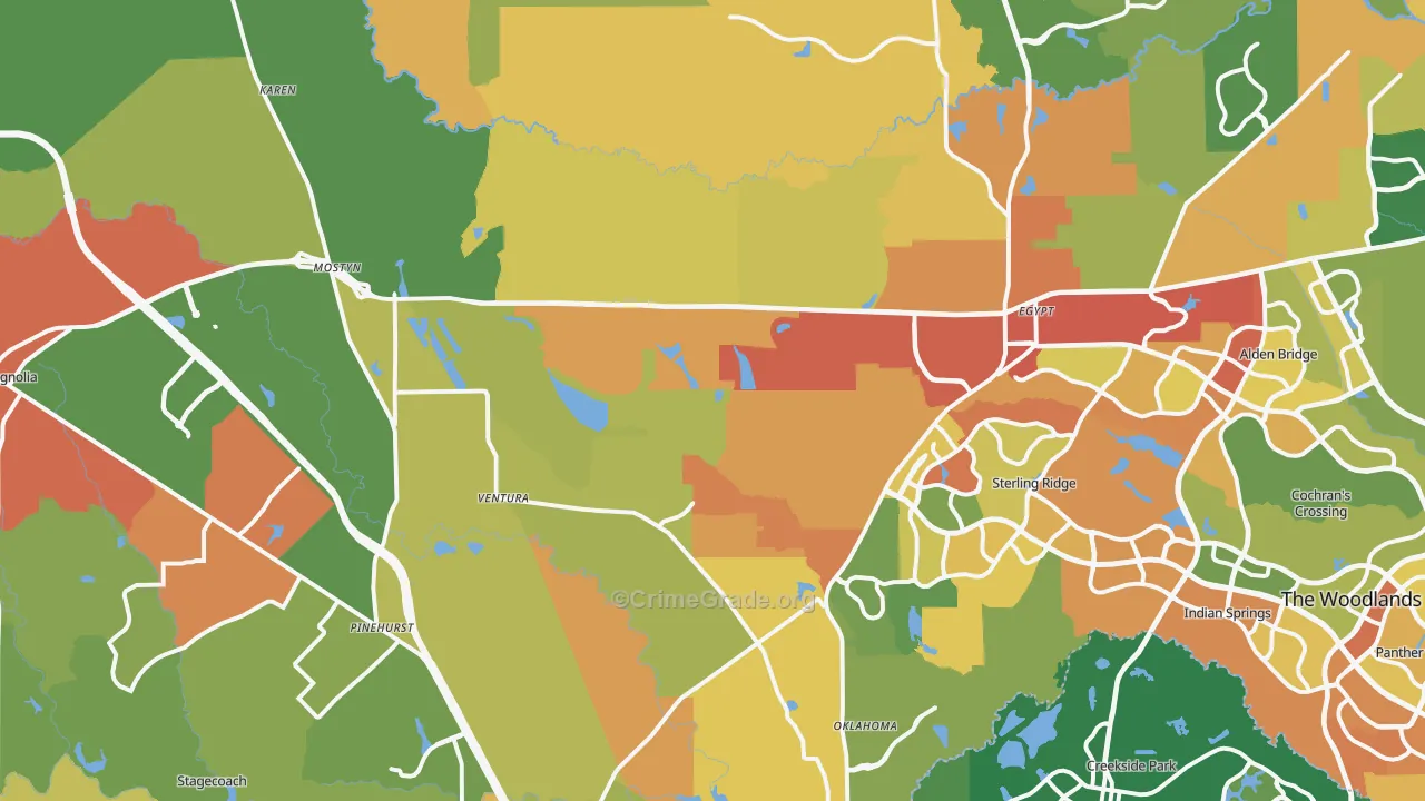 77354, TX Map of Drug-Related Crime Rates