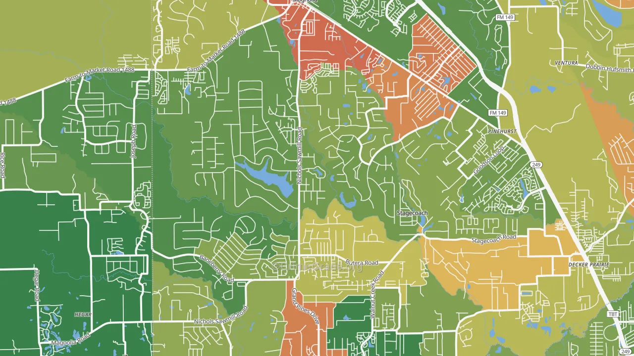 77355, TX Map of Drug-Related Crime Rates