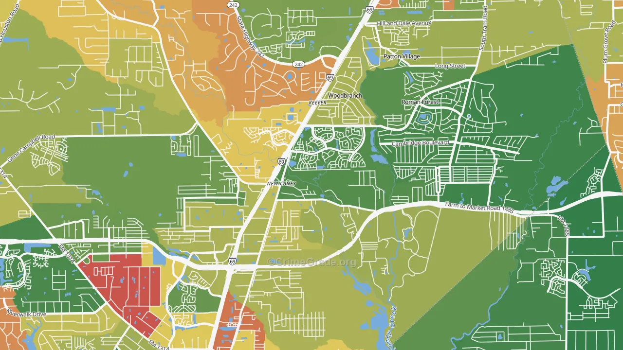 77357, TX Map of Drug-Related Crime Rates