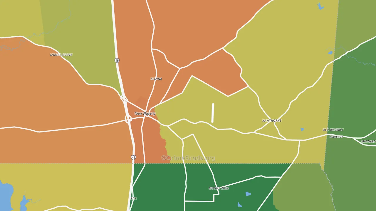 77358, TX Map of Drug-Related Crime Rates