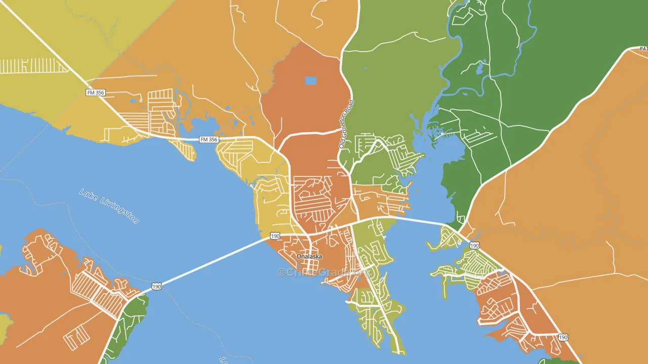 77360, TX Map of Drug-Related Crime Rates