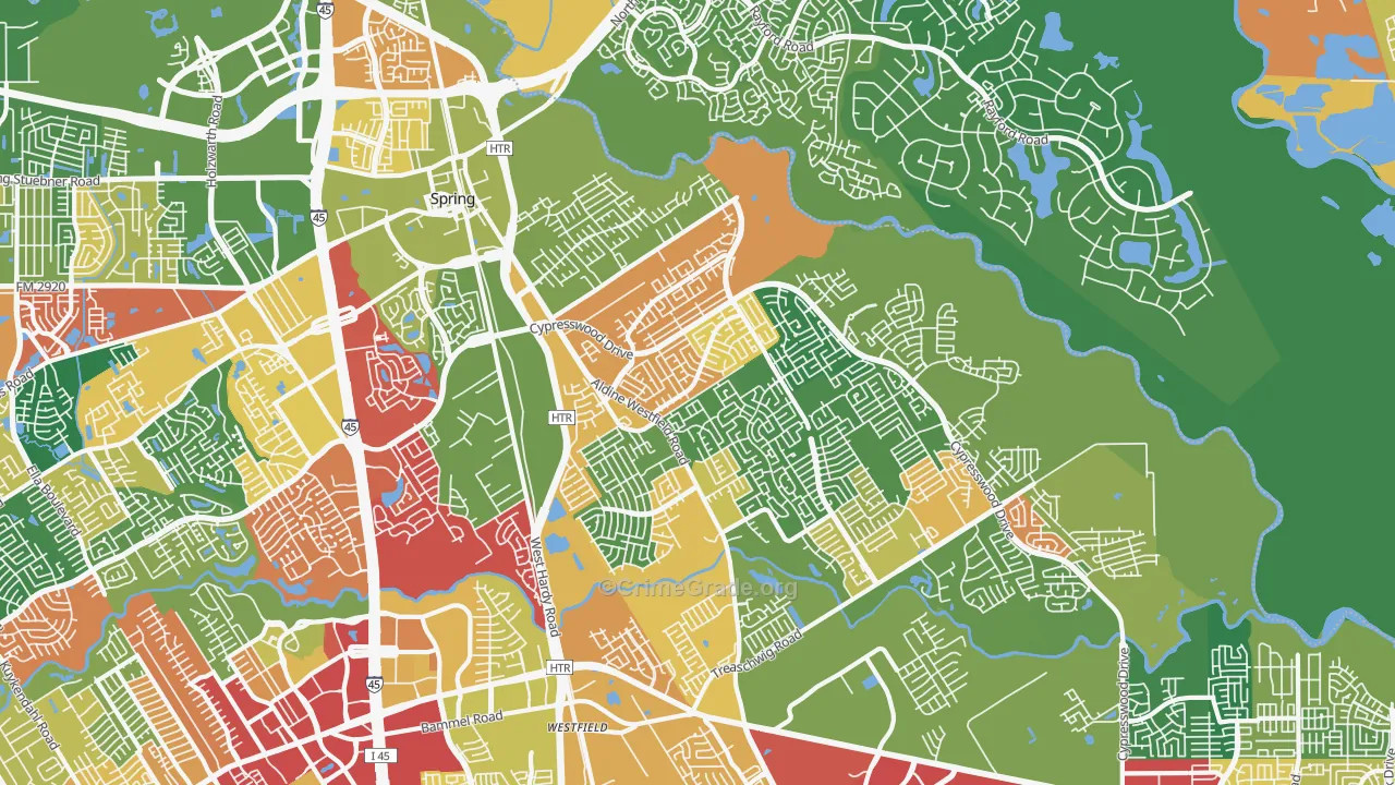 77373, TX Map of Drug-Related Crime Rates